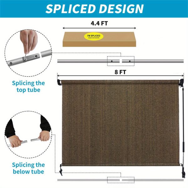 product-open-0513776095484bfc84feb4e5e31dc3ba-goods Outdoor Space Roller Shades Package - Effortless Cordless Design Includes 2 Poles + Heavy Duty Shade Cloth