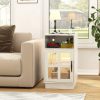 product-open-052fa625171248d89b6dbe8f36f44693-goods End Tables for Living Room with Charging Station & LED Light, Nightstand with Glass Door & Adjustable Shelf, Bedside Table with USB Ports, Modern Storage Cabinet for Bedroom, Black Smart Side Table