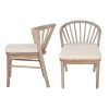 product-open-058b8bc313e84212803badee142bbe94-goods Outdoor Dining Chairs Set of 2, Acacia Wood Patio Chairs with Cream Washable Cushion, for Backyard, Poolside, Garden, Light White