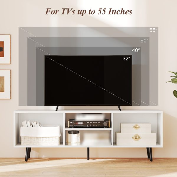 product-open-059ffc4cc48b46f49946cdc2e9529aec-goods LIFEZEAL 47.5" Modern TV Stand for 55-Inch TVs with Heavy-Duty Metal Legs & Engineered Wood Construction, 2-Tier Storage Shelves & Open/Enclosed Cabinets, Adjustable Height Feet, 200lb Capacity Entertainment Center Media Console for Living Room & Be