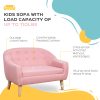 Qaba 2-Seat Kids Sofa, Toddler Sofa Couch, Sofa Chair for Ages 3-7, Pink