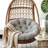 [Outdoor Chair Cushions] Outdoor Patio Seat Cushions, Round Chair Cushions, Fully Filled, Strong Support, Warm, Breathable And Comfortable, Thickened Hanging Chair Cushions, Recliner Cushions, Stylish Outdoor Decorative Chair Cushions (Cushions Solely)