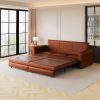 product-open-0602cfb5003b4f9f9e1f35da31f3986a-goods 93.7' Bohemian Chesterfield Sofa Bed: 3-in-1 Convertible Sleeper with Faux Leather Upholstery, Nailhead Trim & Rolled Arms, Light Brown Pull-Out Couch Suitable for Small Spaces, Apartments, Dorms, Guest Rooms - Assembly Required