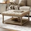product-open-068bcbca296d4911a7c09e180b801797-goods Rectangular Upholstered Coffee Table Ottoman Featuring Spindle Wooden Legs, Tufted Design, And a Solid Wood Storage Shelf for The Living Room