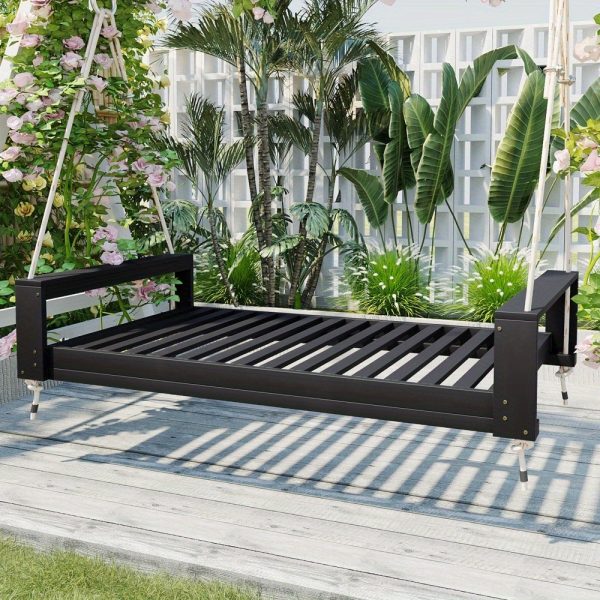 product-open-06b3ce8433314eccb2f8401280bf4795-goods Garden seating. Swing chair. Double-sized porch swing bed seating set with hemp rope swing frame, suitable for gardens and backyards. Minimalist rustic style, ideal for courtyards and gardens. Mattress sold separately.