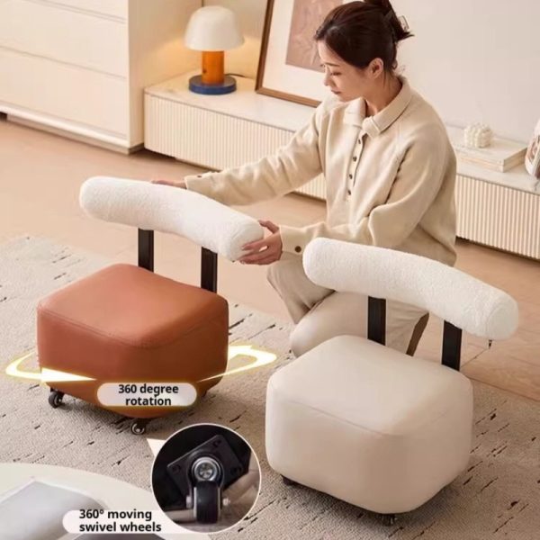 Entryway Shoe Changing Stool with Smooth Rolling Wheels, Sturdy Wooden Frame And Non-Slip Rubber Feet, Multifunctional Design for Putting on Shoes, Quick Changing, Temporary Seating And Small Item Organization, Ideal for Entryway, Living Room