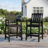 2026 New Courtyard Dining Tables And Chairs, All-Weather HDPE Patio Bar Stools Set of 2 - Tall Chairs with Armrests, Ergonomic Wide Back And Seat, Outdoor Bar Furniture for Balcony, Garden, Poolside - Black (2 Sheets/Box)