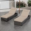 [Outdoor Sun Loungers] 2pcs Patio Chaise Lounge Set | Outdoor Adjustable Reclining Sun Loungers with PE Wicker & Steel Frame, Water-Resistant Cushions for Poolside, Beach, Backyard, All-Weather Furniture by GOCAPTAIN