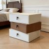 product-open-07959a95b8d9461d8446fd966e1eba2a-goods This Modern Three-Layer Wooden Bedside Table Features a Minimalist Design in White And Walnut Wood. It Offers Ample Storage Space for The Bedroom, Is Structurally Stable, Easy to Assemble, And Has a Scratch-Resistant Easy Decorative End