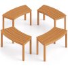 [Acacia Wood Benches] 4 Packs Outdoor Curved Bench, Acacia Wood Fire Pit Benches With Slatted Seats, Tree Benches Wrap Around For Patio, Garden And Backyard, 400 Lbs Weight Capacity Each