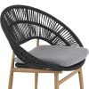 [Outdoor Wicker Papasan] Set of 2 Cyril Outdoor Wicker Papasan Chair With Teak Legs & Dark Gray Faux Rattan Frame - -Weather Suitable for,, Poolside Furniture - Cushioned Seating, Low-Maintenance Wipeable for /Outdoor Use