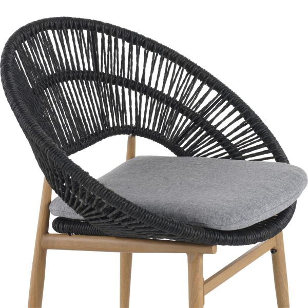 [Outdoor Wicker Papasan] Set of 2 Cyril Outdoor Wicker Papasan Chair With Teak Legs & Dark Gray Faux Rattan Frame - -Weather Suitable for,, Poolside Furniture - Cushioned Seating, Low-Maintenance Wipeable for /Outdoor Use