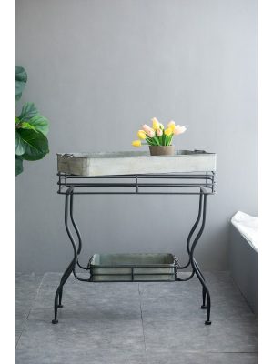 32x15x31' Maggie Galvanized Tray Table Accent Table