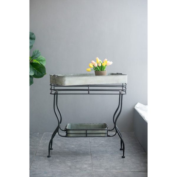 32x15x31' Maggie Galvanized Tray Table Accent Table