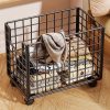 product-open-08efb71f41744ceca1942aa902fc8b18-goods 1pc Metal Storage Basket With Wheels, Multifunctional Organizer For Laundry, Bathroom And Kitchen, Without Lid, Home Organization Baskets, Boxes And Containers, Shelf Baskets