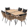 product-open-0a168a8bf8cb467d896f9383f0210763-goods Outdoor Dining Set for Seven, Featuring a Rectangular Table with an Umbrella Hole And Six Rattan Chairs, Suitable for All Weather Conditions, Perfect for Your Backyard, Lawn, Or Garden