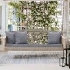 product-open-0a478938ce6d4067a5bc113ad3e97b58-goods Gray 3-Person Wicker Porch Swing Featuring a 1.5-Foot Cup Holder, a 55-Inch Patio Hanging Swing Bench Complete with Cushions, And a Weight Capacity of 800 Pounds