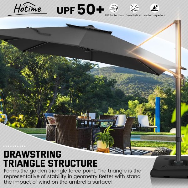 product-open-0a87424847d14b19a7a769a5e2624cc4-goods 10ft Heavy-Duty Outdoor Cantilever Parasol with, Large Rectangular Offset Umbrella - 360° Rotating Canopy, Tilt Mechanism & Heavy-Duty Aluminum Frame for Patio, Deck, Balcony, Pool (Compatible with most roofs)