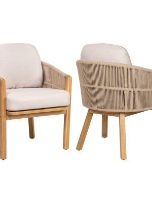 Courtyard Dining Chairs (2pcs Set) Soft Padded Seats Can Be Used As Dining Chairs Or Leisure Chairs With Detachable Cushions Suitable For Various Spatial Environments