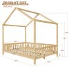 product-open-0b8e2538b3934f588b5b4d496f3776a2-goods Full Bed Frame for Kids, House Shape Bed Frame with High Railings, Wood Kids Bed with Roof, Kid Full Bed, Natural