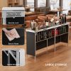 Bonnlo 78 Inch Mobile Bar Table with 2 Tier Shelves Portable Bar Table with Black Skirt for Outdoor Events Party Camping Picnic Mobile Bartending Station Black/ White/ Natural Garden Patio Dining Tables