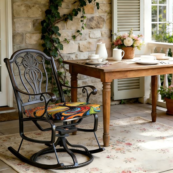 product-open-0bc078e2b27a4dd9a0b9daadeb2097ae-goods 1pc Spiral Flower Tree Pattern Courtyard Chair Seat Cushion, Indoor And Outdoor Seat Cushions, Back Cushions, Size 19.7*17.7*1.57inch, Suitable for Garden Chairs, Office Chairs And Floor Seats. Soft And Comfortable
