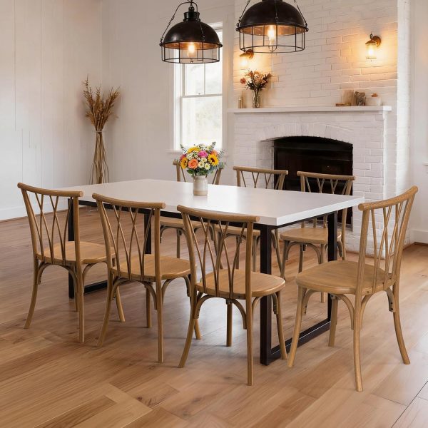 product-open-0bd3dda3b13d4050a3b578bde10dcd47-goods Plastic Outdoor Dining Chairs Set of 4/8, Stackable Patio Chairs with Wicker Backrest, Waterproof Indoor Outdoor Kitchen Chairs, 400 Lbs Weight Capacity, Farmhouse Brown/Black/White Wedding Party Banquets Waiting Chairs