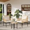 product-open-0c60c6a2800f4a77a348a38dec8829e4-goods Senfot 4pcs Outdoor Patio Furniture Set with Table, All-Weather Boho Wicker Rattan Patio Sectional L-Shaped Sofa, Metal Frame, Detachable Cushions, for Patio, Balcony, Backyard, Deck, Beige