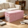 3-Grid Storage Organizer, Extra-Large Foldable Sturdy Basket with Mesh Pockets, 40 Inches Size, Pink Purple Grey Kids Container, Holiday Gift for Multi-Scene