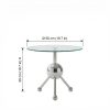 product-open-0ca14c8b3d824cccbd4fe96e90174def-goods Sumdeal Modern Round Glass Side Table - 19.7" Stainless Steel End Table with Chrome Sphere Base - Small Tempered Glass Coffee Table for Living Room, Bedroom, & Bedside - Tool-Free Assembly(Silvery)