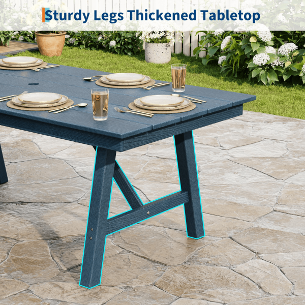 product-open-0cccf01750644278a514f4ac07b9ae03-goods 66.9" Outdoor Dining Table for 4-6, HDPE Patio Table with Umbrella Hole, Waterproof All-Weather Rectangular Table for Backyard, Poolside & Garden