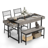 product-open-0cd7d86bfb8c41e38248aaf0fc311ddb-goods GarveeHome Dining Table Set for 4, Small Kitchen Table and 2 Chairs for 4 with Bench, Space Saving Kitchen Table Set with Storage Rack & Drawers, Breakfast Nook Rectangular Farmhouse Table Set, Grey