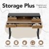 product-open-0cec0b5f89504902b503cf95c07d94fe-goods Electric Standing Desk with Drawers | 48 Inches Height Adjustable, Monitor Shelf, Whole-Piece Board, 4 Memory Height Settings, Classic Wood Color, PERLECARE