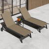 3pcs Outdoor Patio Bistro Set | Adjustable Backrests, Wheels For Easy Mobility, Includes Side Table, Perfect For Poolside, Garden, Deck, Beach - Brown, Metal Frame, All-Weather Rattan Wicker Furniture Set, Compact Space Bar Height