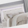 Classic Style Queen Bed with White End, Featuring Button-Tufted Upholstered Headboard And Faux Alligator Patterned Panels