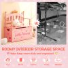 product-open-0d931f11652e44148096bc5d6d1e0431-goods COSTWAY Kids Storage Organizer, 2-in-1 Storage Chest & Bench, w/ Safety Hinge & High Backrest, Cute Crown Pattern, Storage Organizer for Kids Room, Playroom, Nursery
