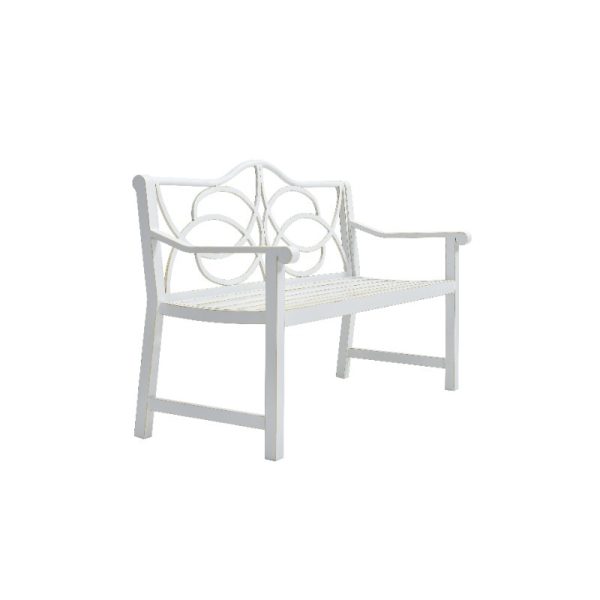 Outdoor Heavy-Duty White Iron-Look Steel Garden Bench with Backrest & Armrests - 2-3 Seater Slatted Park Bench, White Metal Frame for Patio, Porch, Balcony, Yard - Durable Low-Maintenance Furniture (No Wood), Garden Seat, Garden Bench Seat, Benches For Outside, Garden Furniture, Balcony Furniture, Patio Furniture, Bench Seating, Patio Bench, Bench Seat Indoor, Outside Bench
