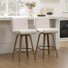 Pair of Contemporary Bar Stools Featuring Backs, Rotating Counter-Height Design, Upholstered Fabric for Kitchen Islands, Sturdy Wooden Legs, Ideal for Home Kitchens And Pubs