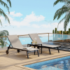 3pcs Outdoor Patio Bistro Set | Adjustable Backrests, Wheels For Easy Mobility, Includes Side Table, Perfect For Poolside, Garden, Deck, Beach - Brown, Metal Frame, All-Weather Rattan Wicker Furniture Set, Compact Space Bar Height