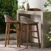 2pcs Set of Solid Wood Frame Rattan Backrest Bar Chairs, Elegant and Sturdy Tropical Style Party Counter Chairs, High Stool Dining Chairs, Suitable for Patio and Backyard Bars