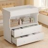Baby Changing Table Dresser with 2 Drawers & Open Shelf - Modern White Nursery Dresser, Diaper Changing Station with Lock-Free Design, Non-Wood Durable, Easy Assembly for Kids Room, Nursery, Baby Room Storage Organizer