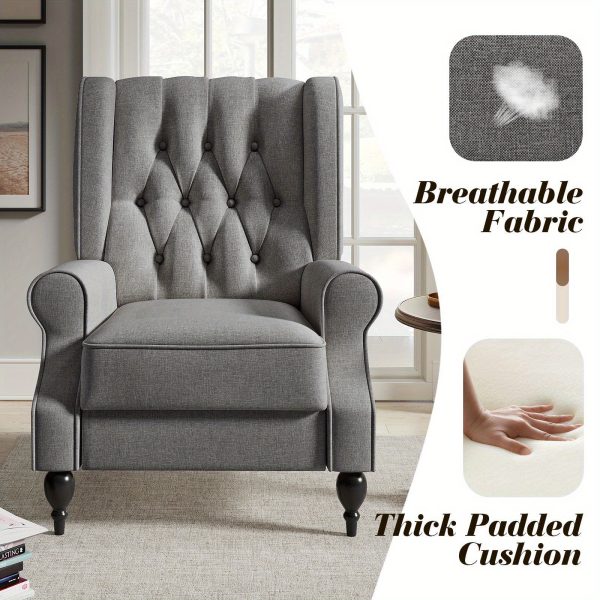 product-open-0f47775397654709a21fc37b9535fcf0-goods ALBOTT Tufted Push Back Recliner Chair - Wingback Accent Armchair for Adults, Club-Style Design for Home Use