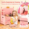 product-open-0fcf3319836f49b9b1fc25795c3355e8-goods COSTWAY Kids Storage Organizer, 2-in-1 Storage Chest & Bench, w/ Safety Hinge & High Backrest, Cute Crown Pattern, Storage Organizer for Kids Room, Playroom, Nursery
