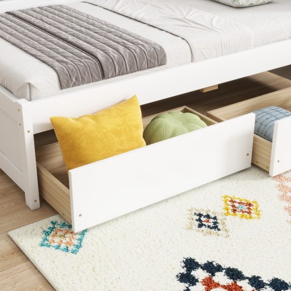 Twin Size L-Shaped Bookcase Bed with Bookshelf Headboard & Two Drawers - Space-Saving Storage Bed Frame, Modern Suitable for Small Rooms, Dorms, Apartments, No Assembly Required (No Wood)