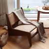 product-open-101a493313644514829a9a5fa4ccbdcd-goods Modern Mid-Century Accent Chair, Rattan Lounge Chair for Living Room, Boho Side Corner Comfy Chair for Bedroom And Balcony, Walnut