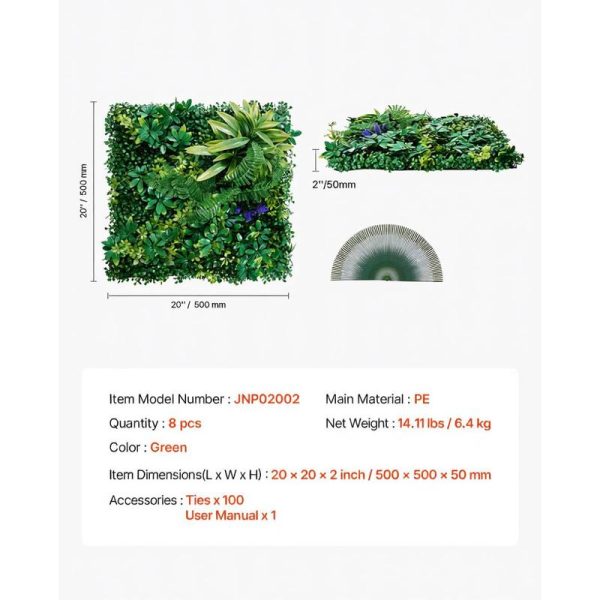 product-open-10e561c209f7436880d771a0c1da4edf-goods Faux Boxwood Hedge 20X20In for Garden Privacy Ivy Fence Interior Wall Decor, 8pcs 3D Greenery Foliage Screen Backdrop Interlocking Grid Panels