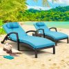 product-open-110d1823976643fd82c07487b0746bfe-goods Set of 2 Outdoor Wicker Chaise Lounge Chairs with Cushions, 5-Position Adjustable Patio Rattan Recliners with Wheels for Pool, Garden & Balcony