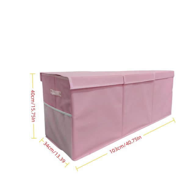 3-Grid Storage Organizer, Extra-Large Foldable Sturdy Basket with Mesh Pockets, 40 Inches Size, Pink Purple Grey Kids Container, Holiday Gift for Multi-Scene