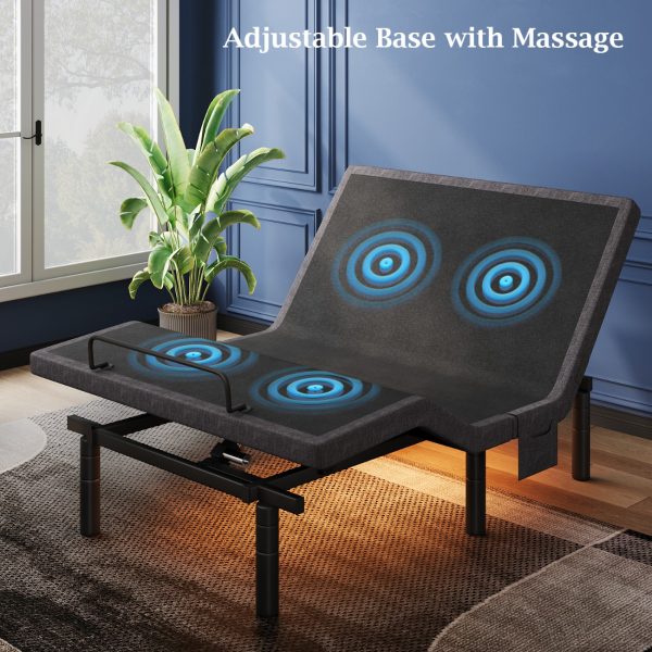 product-open-117130de3d3c490a9703ca79667d3ddc-goods Adjustable Bed Frame with Massage, Head And Foot Incline, Wireless Remote, 4 Built-In USB Ports, LED Night Light, 4 Height-Adjustable Legs, Electric Bed Base, Christmas Gifts