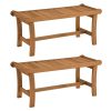 product-open-118e1de79ec6468fb618eaa2a7b9c33f-goods 2pcs 41.5-Inch Outdoor Wood Bench Set, 2-Person Backless Patio Dining Bench with Slatted Seat And Raised Edges, 530 Lbs Weight Capacity, Rustic Loveseat for Entryway And Living Room